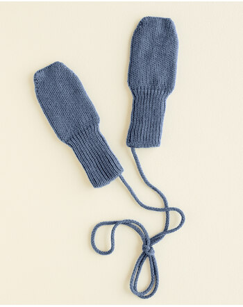 Hvid Mittens/Fäustel für 6 M. - 2 J. aus Merinowolle - Denim