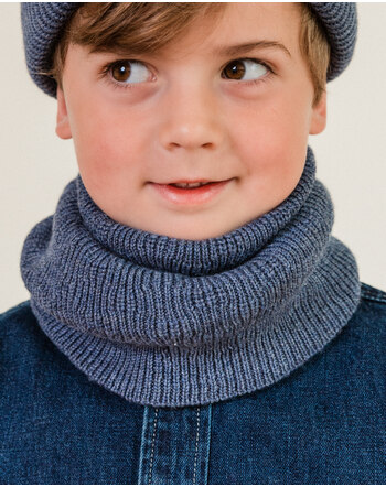 Hvid Schlauchschal/Loop 'Gigi' aus Merinowolle - Denim