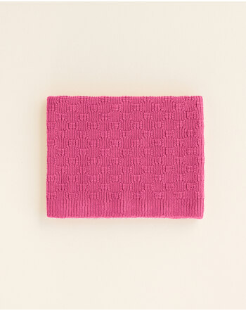 Hvid Schlauchschal/Loop 'Gigi' aus Merinowolle - Fuchsia