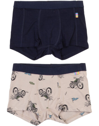 Joha 2er-Set-Boxershorts Retro-Print und Unifarben aus Bambus-Viskose/Lycra - Beige