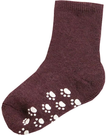 Joha Wool socks with anti-slip aubergine mel.