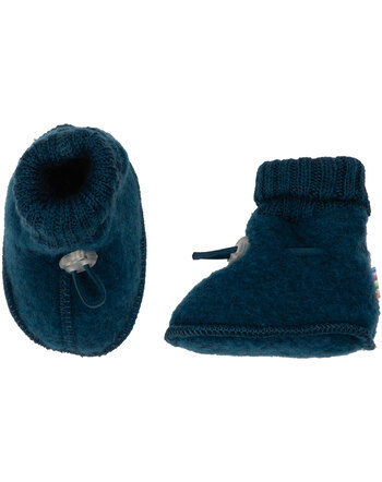 Joha Baby-Booties/Hüttenschuhe aus Merino-Wollfleece - Dunkel Türkis