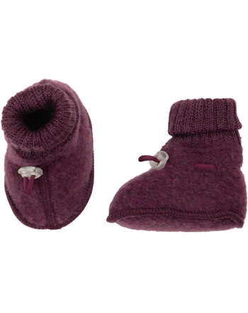 Joha Baby-Booties/Hüttenschuhe aus Merino-Wollfleece - Pflaume