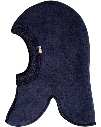 Joha Balaclava/Schlupfmütze aus Merino-Wollfleece - Dark Blue Melange