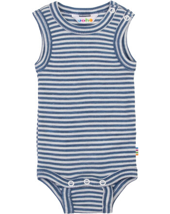 Joha Body ohne Ärmel im Ringel-Design aus Merinowolle/Seide - Blue