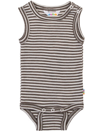 Joha Body ohne Ärmel im Ringel-Design aus Merinowolle/Seide - Brown