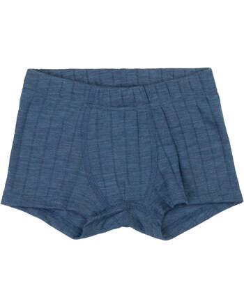 Joha Boxershorts in zarter Ripp-Struktur aus Merinowolle/Seide - Blue Melange