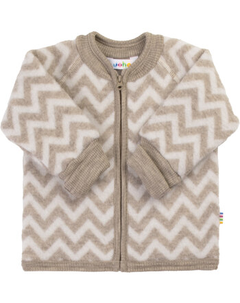 Joha Cardigan/Fleecejacke mit Reißverschluss aus Merinowolle - Beige