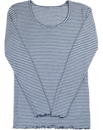 Joha Damen-Langarmshirt im Ringel-Design aus Merinowolle/Seide - Blue