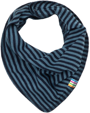 Joha Dreieckstuch/Lätzchen aus Merinowolle - Blau-Gestreift