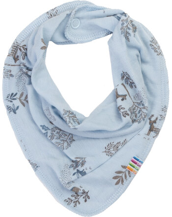 Joha Dreieckstuch/Lätzchen aus Merinowolle und Seide mit Wald-Motiv - Blue