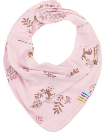 Joha Dreieckstuch/Lätzchen aus Merinowolle und Seide mit Wald-Motiv - Light Pink