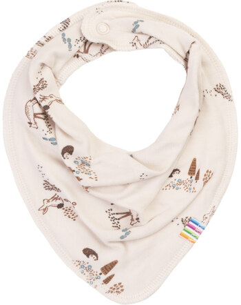 Joha Dreieckstuch/Lätzchen mit Wald-Print aus Bambus-Viskose/Merinowolle - Hellbeige