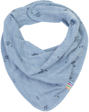 Joha Dreieckstuch/Lätzchen mit zartem Gräser-Print & aus Merinowolle - Blue Melange 🐑🌿