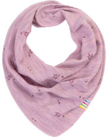 Joha Dreieckstuch/Lätzchen mit zartem Gräser-Print & aus Merinowolle - Lilac Melange 💗🌿