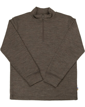 Joha Half-Zip/Langarmshirt aus Merinowolle/Seide - Braun Melange