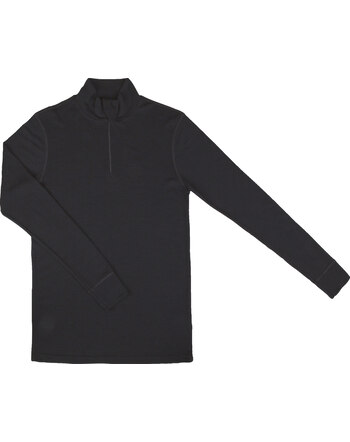 Joha Half-Zip-Langarmshirt für Herren aus Merinowolle - Schwarz