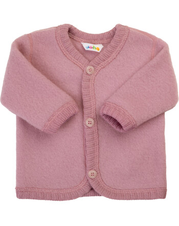Joha Jäckchen/Cardigan mit Knöpfen aus 100 % Merino-Wollfleece - Alte Rose