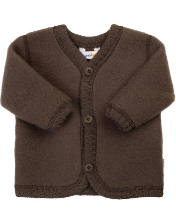 Joha Jäckchen/Cardigan mit Knöpfen aus 100 % Merino-Wollfleece - Dark Bark
