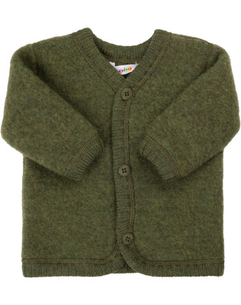 Joha Jäckchen/Cardigan mit Knöpfen aus Merino-Wollfleece - Olive