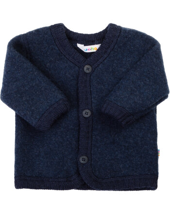 Joha Jäckchen/Cardigan mit Knöpfen aus 100 % Merino-Wollfleece - Dunkelblau Melange
