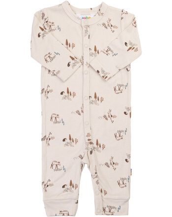 Joha Jumpsuit mit DruckknopfleisteWald-Print aus Bambus-Viskose - Hellbeige 🦔