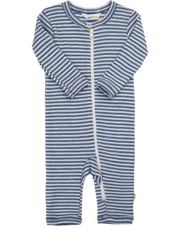 Joha Jumpsuit/Overall im Ringel-Design & mit Reißverschluss aus Merinowolle/Seide - Blue