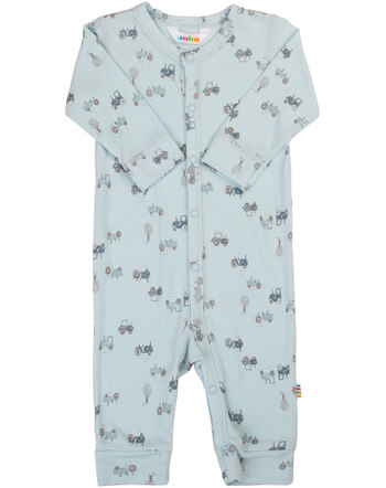 Joha Jumpsuit/Overall mit Traktor-Print aus Bambus-Viskose - Hellblau