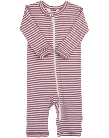 Joha Jumpsuit/Overall im Ringel-Design & mit Reißverschluss aus Merinowolle/Seide - Heather