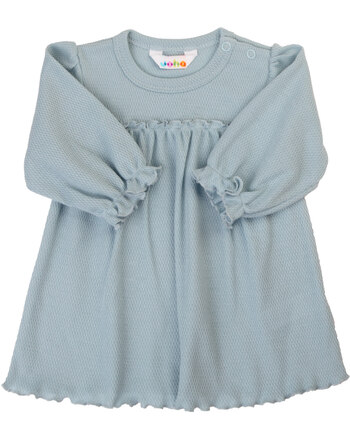 Joha Kleid mit Piqué-Struktur & Rüschendetails aus Bio-Baumwolle - Blau