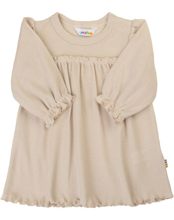 Joha Kleid mit Piqué-Struktur & Rüschendetails aus Bio-Baumwolle - Hellbeige
