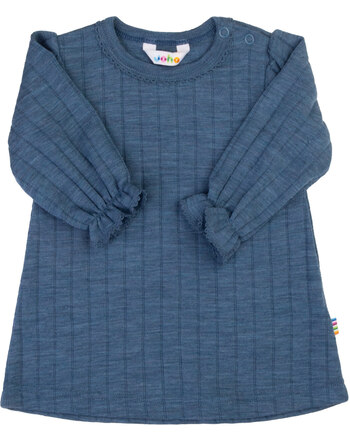Joha Kleid mit zarter Struktur aus Merinowolle/Seide - Blau Melange