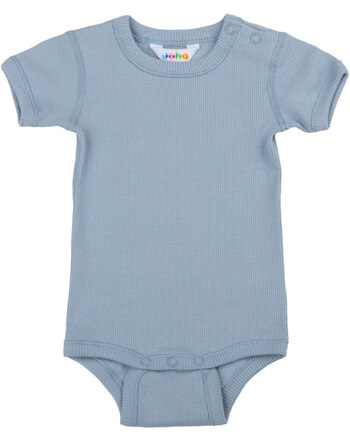 Joha Kurzarmbody im Rippenstrick aus Bio-Baumwolle - Dusty Blue