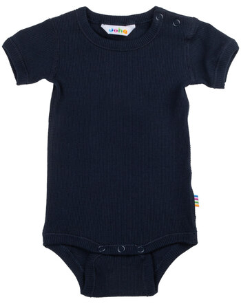 Joha Kurzarmbody im Rippenstrick aus Bio-Baumwolle - Navy