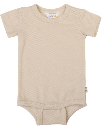 Joha Kurzarmbody mit Piqué-Struktur aus Bio-Baumwolle - Hellbeige