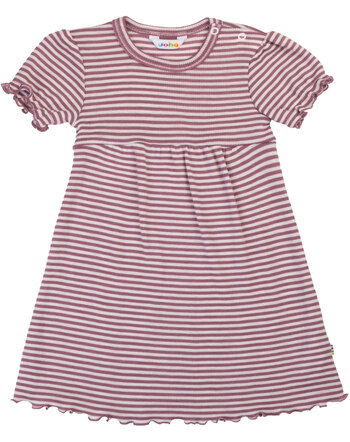 Joha Kurzarmkleid im Ringel-Design & mit Rüschensaum aus Merinowolle/Seide - Heather