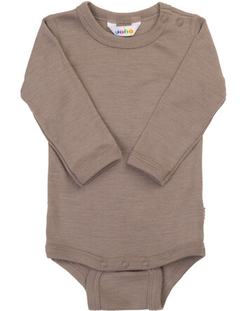 Joha Langarm-Body aus Merinowolle und Seide - Dark Beige