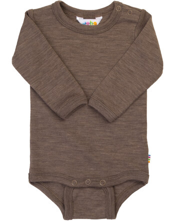 Joha Langarm-Body aus Merinowolle und Seide - Brown