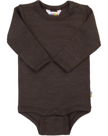 Joha Langarm-Body aus Merinowolle und Seide - Dark Brown