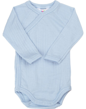 Joha Langarm-Wickelbody aus 100 % Merinowolle - Light Blue