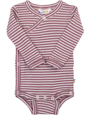 Joha Langarm-Wickelbody im Ringel-Design aus Merinowolle/Seide - Heather