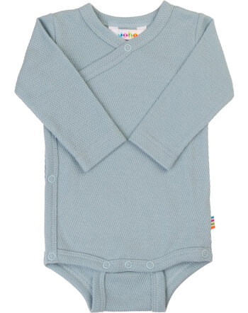 Joha Langarm-Wickelbody mit Piqué-Struktur aus Bio-Baumwolle - Blau