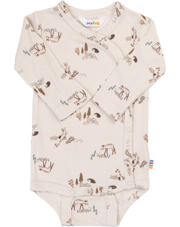 Joha Langarm-Wickelbody mit Wald-Print aus Bambus-Viskose - Hellbeige 🦔