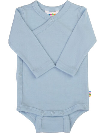 Joha Langarm-Wickelbody uni aus Merinowolle - Blau