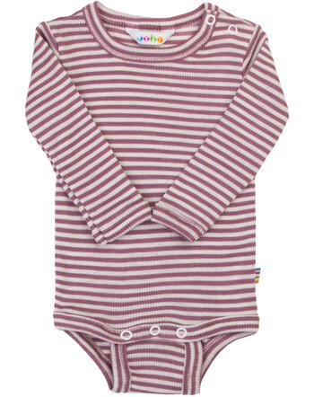 Joha Langarmbody im Ringel-Design aus Merinowolle/Seide - Heather ✨