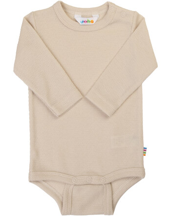 Joha Langarmbody mit Piqué-Struktur aus Bio-Baumwolle - Hellbeige