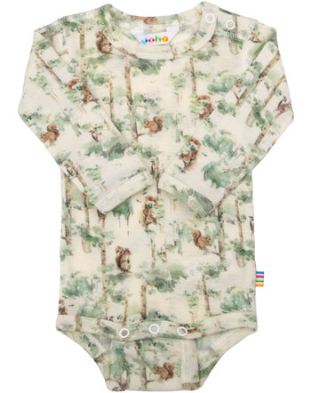 Joha Langarmbody mit Print aus Merinowolle - Off White 🐿️