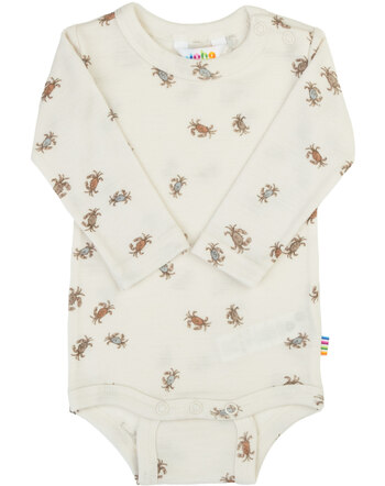 Joha Langarmbody mit Print aus Merinowolle/Seide - Off White