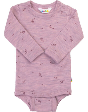 Joha Langarmbody mit zartem Gräser-Print aus 100 % Merinowolle - Lilac Melange