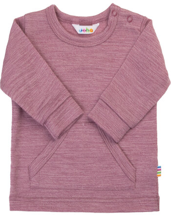Joha Langarmshirt mit Känguru-Tasche aus 100 % Merinowolle - Bordeaux